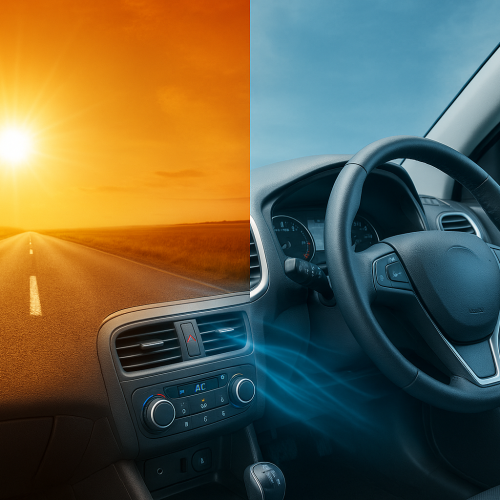 Car air conditioning - hot outside and cool on the inside